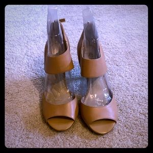 INC Tan Ankle Strap Sandals (barely worn)